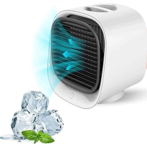 Ventilateur portable / Climatiseur mobile / Rafraîchisseur d'air / Climatiseur de bureau nouvelle génération / Humidificateur d'air USB pour la maison (Blanc) (1/5)