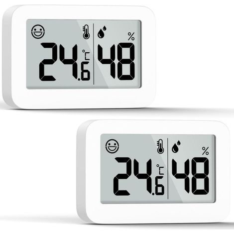 2er Pack mini Hygrometer Thermometer Innen digital, Temperatur Luftfeuchtigkeit Raum Buero Zuhause (1/3)