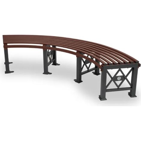 Panca Deimos dritta curva Giochipark acciaio zincato verniciato cm 150x49x47h - Grigio micaceo/Corten - Curvo