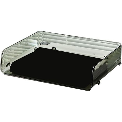 Boîte de rangement pour papier A4 empilable en plastique, grande ouverture, simple compartiment, verte, 32,5 x 25 x 7,5 cm / 12,8 x 9,8 x 3 pouces