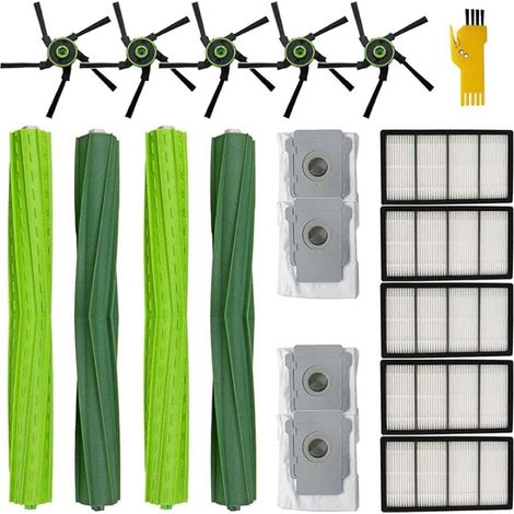 FOREHILLou Kit accessoires pour aspirateur robot Roomba s9+ (9550) s9 9550 Pices de rechange 18 paquets 2 ensembles de brosses rouleaux, 5 filtres, 5 brosses latrales, 4 sacs poussire (1/5)