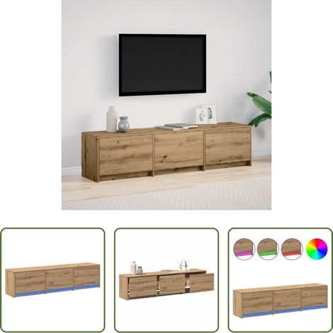 LED-Beleuchtung - Fernsehschrank mit LED Kunsthandwerk Eiche 165 x 34 x 40 cm (1/5)