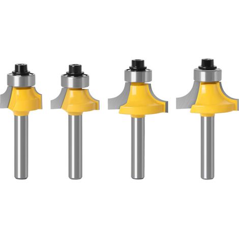 4PCS Holzbearbeitung Rundfräser Hartmetall Eckrundfräser Schnittradius 3,18/4,76/6,35/7,92 mm Senker Viertelrundung Kantenfräser Werkzeug