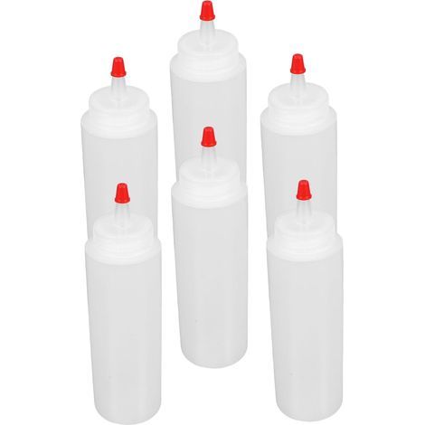 Lot De 6 Flacons À Sauce Vides Avec Embout De Précision Pour Vinaigrette Ketchup 250 Ml (1/5)