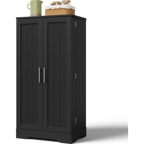 ELVMI Armario de Cocina de 2 Puertas con Estante Ajustable y Luz LED con Sensor, MDF Negro, 120 x 60 x 40 cm (1/5)