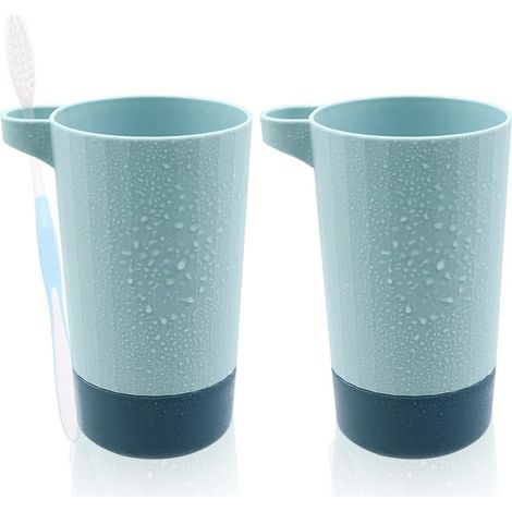 Lot de 2 gobelets amovibles pour brosse à dents avec poignée fendue, incassables pour les gobelets de brosse à dents en couple