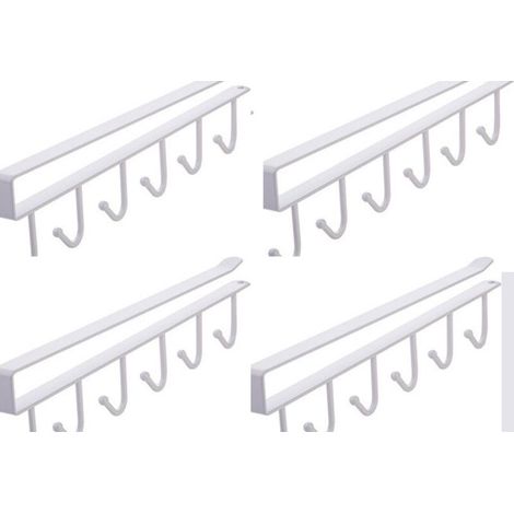 Set di 4 ganci sottopensile per riporre tazze, porta tazze sospeso con 6 ganci, porta tazze per tazze da caffè e utensili da cucina