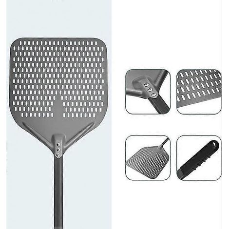 Pelle à pizza perforée 14" avec long manche aluminium (1/4)