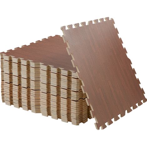 Unho – Tapis en mousse EVA emboîtables 12 pcs – 240 x 180 cm – Épaisseur 1 cm – Effet bois pour salon, chambre, salle de gym - 12Pcs