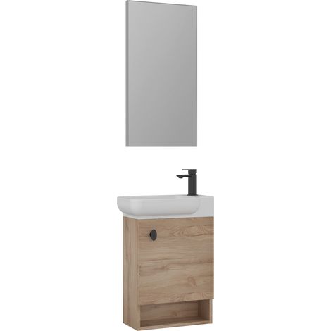 Waschtisch-Set mit Spiegel (2-teilig) "Begonya 55" – 53 x 33 x 75 cm – Eiche (1/3)