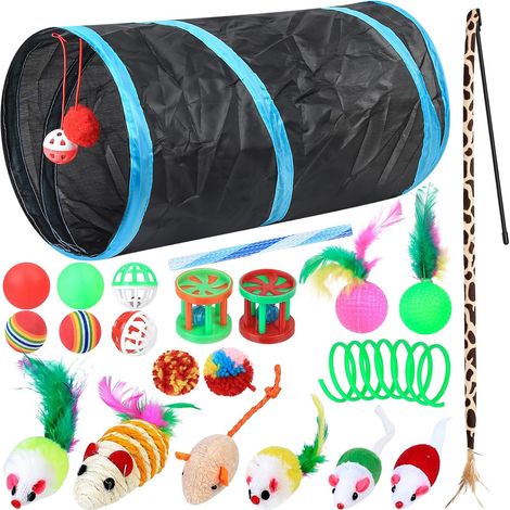 22 Pcs Tunnel Chat pour Interieur et Extérieure - Jouet Interactif pour Chatons, Lapins, Chiots et Chiens (1/5)