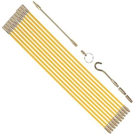 Glasfaserseil – flexibel, massive Messingverbinder, elektrische Einziehhilfen, 4-zinkiger Haken für Rohre, Wandverkabelung, Kabelinstallation, 45 cm (1/5)