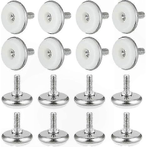 Lot de 30 pieds de mise à niveau réglables, patins de stabilisation en plastique blanc et métal avec écrou, filetage M6x15x28mm pour meubles et équipements stables (1/5)