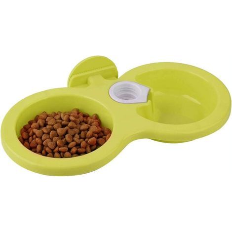 Comederos dobles para mascotas, comedero de plástico para cachorros (verde) (1/5)