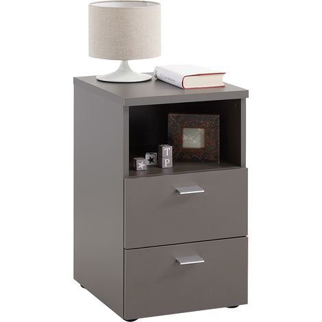 Nachttisch Nachtschrank in grau CERNA-10, auch für Boxspringbetten geeignet, B/H/T ca. 35/61,5/39,9 cm (1/5)