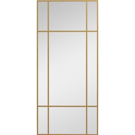 Miroir mural décoratif 110 x 50 cm cadre métal doré pour chambre et salle de bain (1/5)