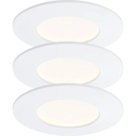Spot à encastrer LED Plafonnier Spot à encastrer dans la salle de bain en blanc, plastique, IP23, 5W 350Lm 4000K blanc neutre, D 8,5 cm, 3 pièces