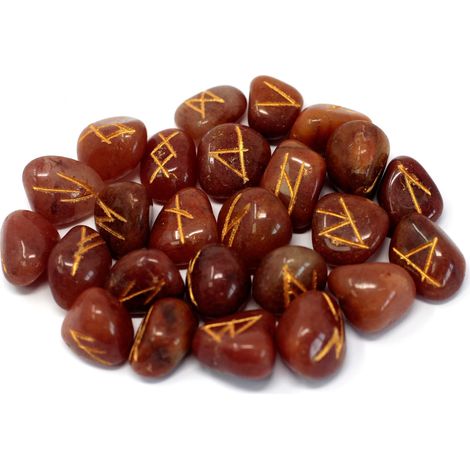 Ensemble de pierres runiques dans une pochette - Aventurine rouge- Vendu par 1 (1/3)