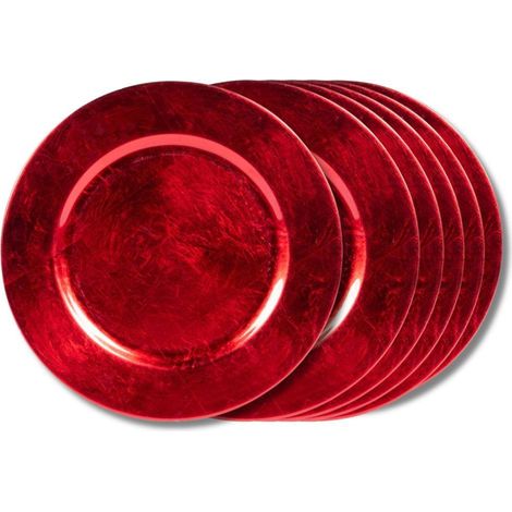 Table Passion - Assiette rouge paillette 33 cm (lot de 6) (1/3)