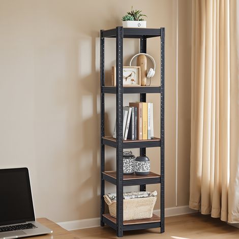 Étagère à charges lourdes pour cave, 37 x 37 x 150 cm, structure en acier, supportant jusqu'à 875 kg, 5 étagères réglables, run vintage et noir (1/5)