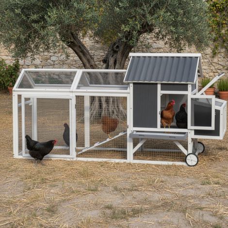Poulailler Bois FSC Shelty Pet 224x81cm Toit PVC 4-6 Poules (1/5)
