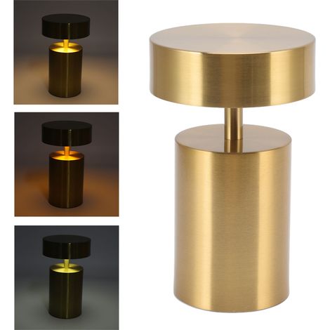 Lampe de table LED portable sans fil, capteur tactile, alimentée par batterie, variateur d'intensité rechargeable à 3 niveaux pour bar (doré) (1/5)