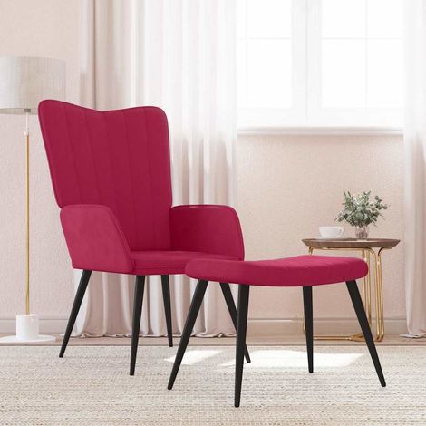vidaXL Chaise de relaxation avec tabouret Rouge bordeaux Velours (1/5)