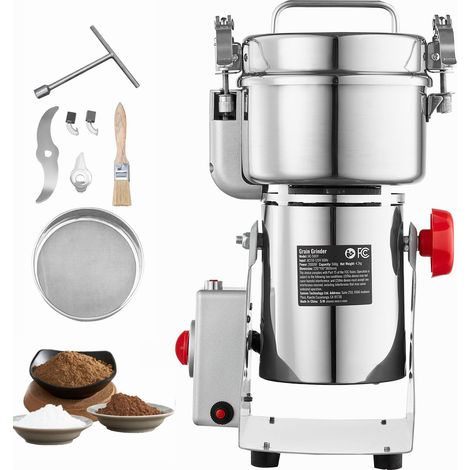 Moulin à grains électrique 500g, broyeur d'épices 2000W, pulvérisateur en acier inoxydable pour céréales, café, maïs, poivre, type balancé. (1/5)
