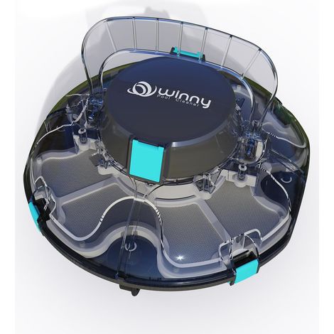 POOL CLEANER 200 Robot Swimming Pool, Wireless Pool Vacuum Cleaner with Battery, 75 Min Battery Life for Above Ground Pools 60 m², Double Filtration, Automatic Parking (Black Thin Glossy) (1/5)