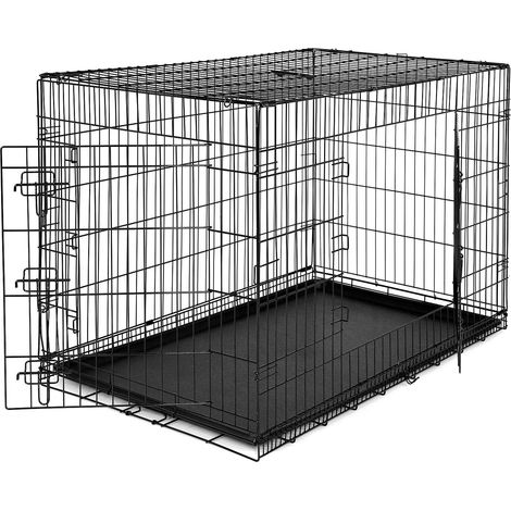 lionto Gabbia di Transporto pieghevole per Cuccioli per Cani, (XXL) 106x71x77 cm Nero (1/4)
