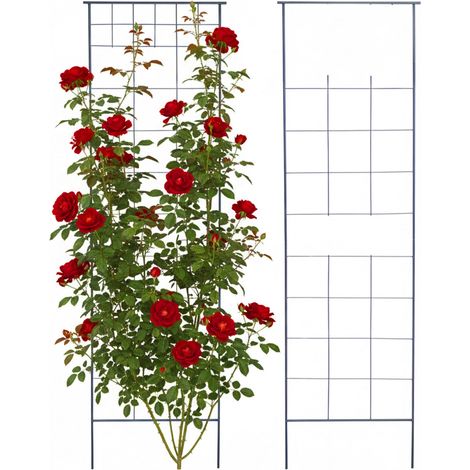 Relaxdays Trellis, set of 2, HxW 193 x 58 cm, metal, support for climbing plants, garden, black (1/5)
