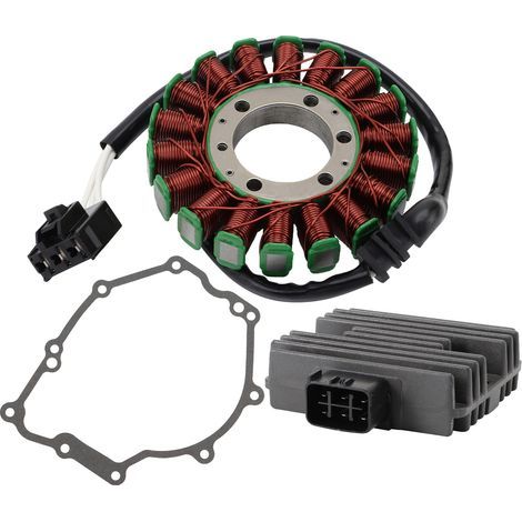 High-performance magneto repair kit for Yamaha YZF-R6 (2006-2014): charging system (3 pieces) Stator coil + paper gasket + rectifier (1/3)