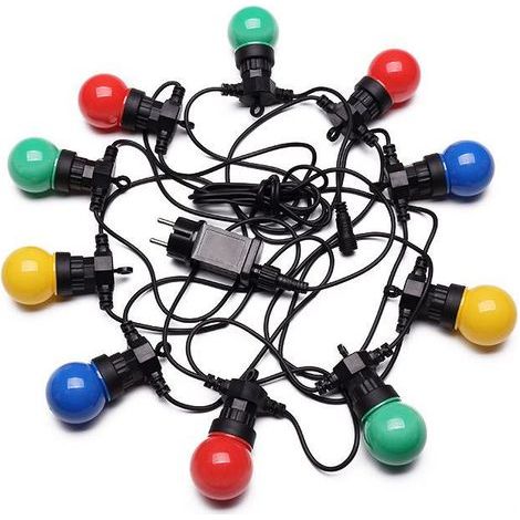 Guirlande Guinguette 5M Multicolore IP65- Guirlande Electrique Extérieure 10 Bulbes Bleu Rouge Jaune Vert - Guirlande Lumineuse Exterieure Decoration Romantique pour Terrasse et Jardin (1/5)