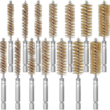 14 Pcs Cylinder Brush Set: Wire Brush Drill Diameter 8/9/10/11/12/13/14/15/16/17/19/20/22/25mm, Stainless Steel Brush (1/5)