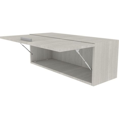 Libreria pensile moderna con anta a ribalta, L 90 cm - Montaggio rapido - Rovere rock