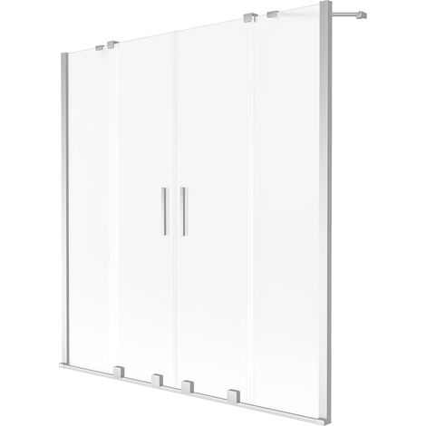 Mexen Velar Dúo de biombo de baño con dos hojas correderas 140 x 150 cm, escarcha, cromo - 896-140-000-32-01 (1/2)