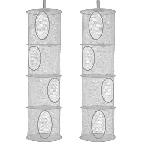 Lot de 2 Paniers Rangement Suspendu Filet Peluche Range Doudou Suspendus Pour Chambre D'enfant, Jouets, Petits Vêtements (Gris) (1/5)