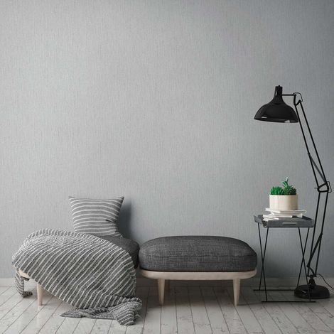 Papier peint intissé uni gris Tapisserie moderne structurée Papier peint style naturel résistant et lavable idéal pour chambre (1/4)