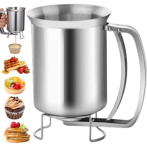 Dispensador de masa de acero inoxidable - Separador de masa profesional de 10,5 x 12,5 cm para crepes/gofres (1/5)