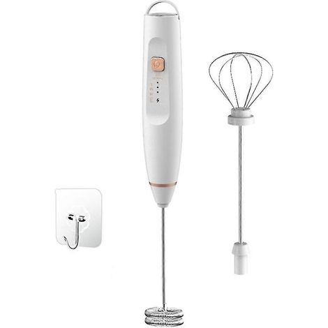 Mousseur à lait électrique rechargeable portable pour café avec 2 fouets, mixeur plongeant électrique USB, 3 (1/5)
