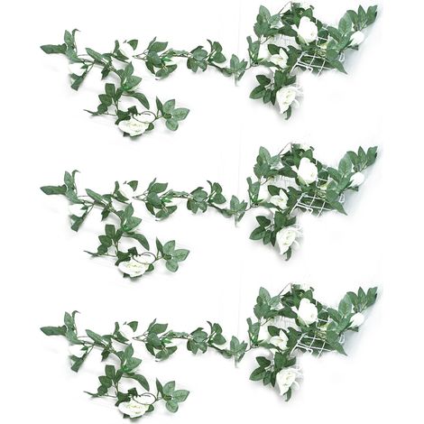 Guirlande Fleur Artificielle - Rattan Souple avec Roses - Décoration Arche Mariage Jardin Intérieur Extérieur - Lot de 3 (1/5)