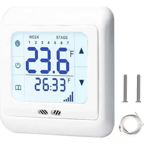 Digital Thermostat: Programmable Underfloor Heating Thermostat, Smart Floor Heating Room Thermostat with Sensor, Room Temperature Controller for Floor Heating White (1/5)