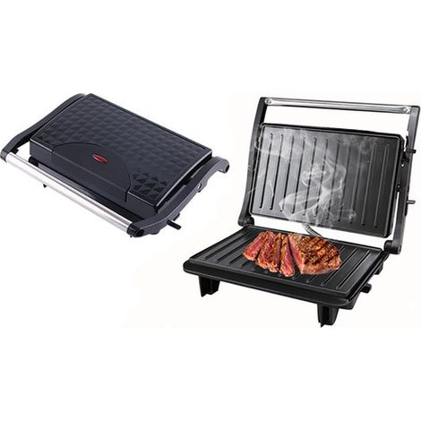 Parrilla eléctrica para paninis y sándwiches con placas antiadherentes, se abre 180 grados para adaptarse a cualquier tipo o tamaño de alimento (1/5)