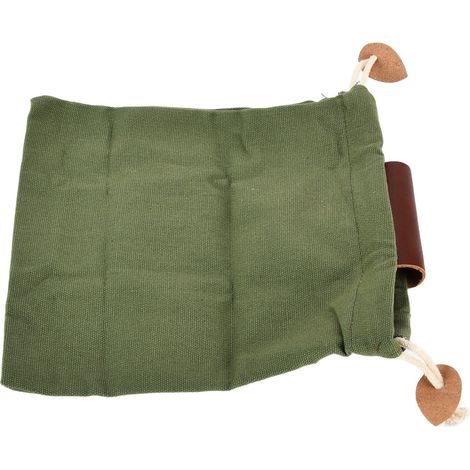 Sacoche de cueillette en cuir et toile, idéale pour le camping et la récolte de fruits (vert armée), pour la cueillette de fruits en pleine nature. (1/5)