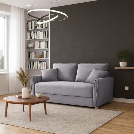 Divano Letto Cassie 3 posti tessuto grigio 176x93x97H: Stile, Comfort e Funzionalità (1/5)