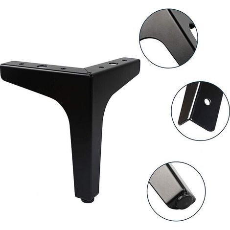 Set de 4 Pieds de Lit en Métal en Forme de Triangle - Noir, Hauteur de 10cm (1/4)