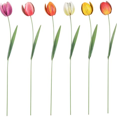 Flamingo Gartenstecker Tulipa Metall 13 x 76 cm mehrfarbig Gartenstecker