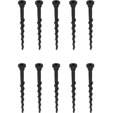 10 x Black Plastic Ground Anchor Screws 14cetimeter for Charging Station Stake Robot Lawn Mower Peg Fixing Ground Nails Accessories for Lawnmowers Solid Deep Thread (1/5)