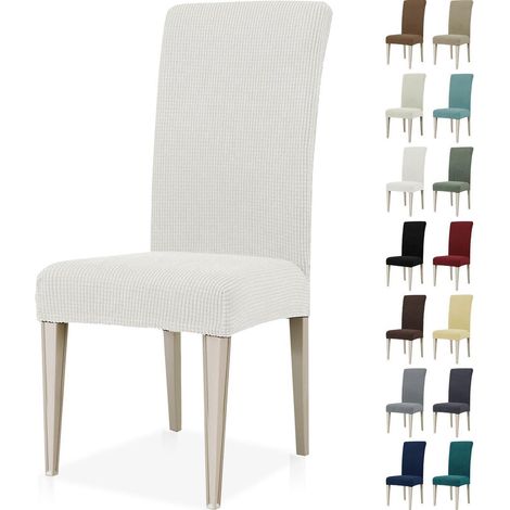 Lot de 4 housses de chaise extensibles, lavables et amovibles, universelles pour cuisine, mariage, hôtel (1/5)