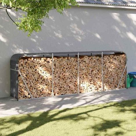 364566 Porte-bches anthracite 300x45x100 cm acier galvanisé (1/5)